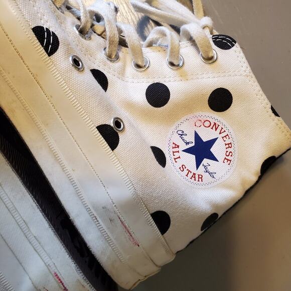 Comme Des Garcons PLAY x Converse Unisex Chuck Taylor High Top Sneakers Polka Do - Picture 5 of 12